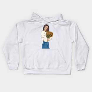 Sunflower girl (6) Kids Hoodie